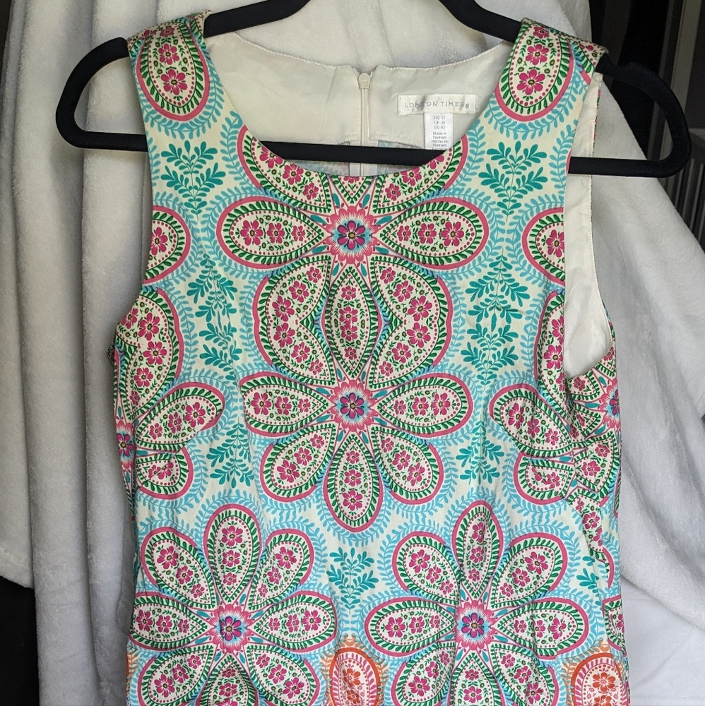 London Times Fiesta Floral Sleeveless Midi Dress, Size 12